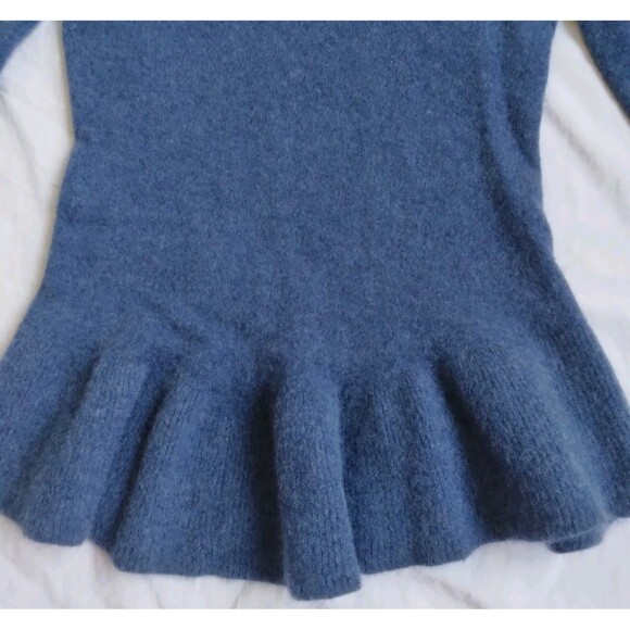 Isaac Mizrahi Live! Cashmere Peplum Sweater Babydoll Vneck Blue Women's XS - Picture 15 of 15